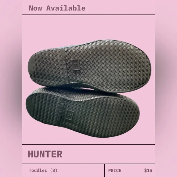 Hunter Kids Rain Boots Waterproof Handle Toddler Size 8 - Picture 4 of 5